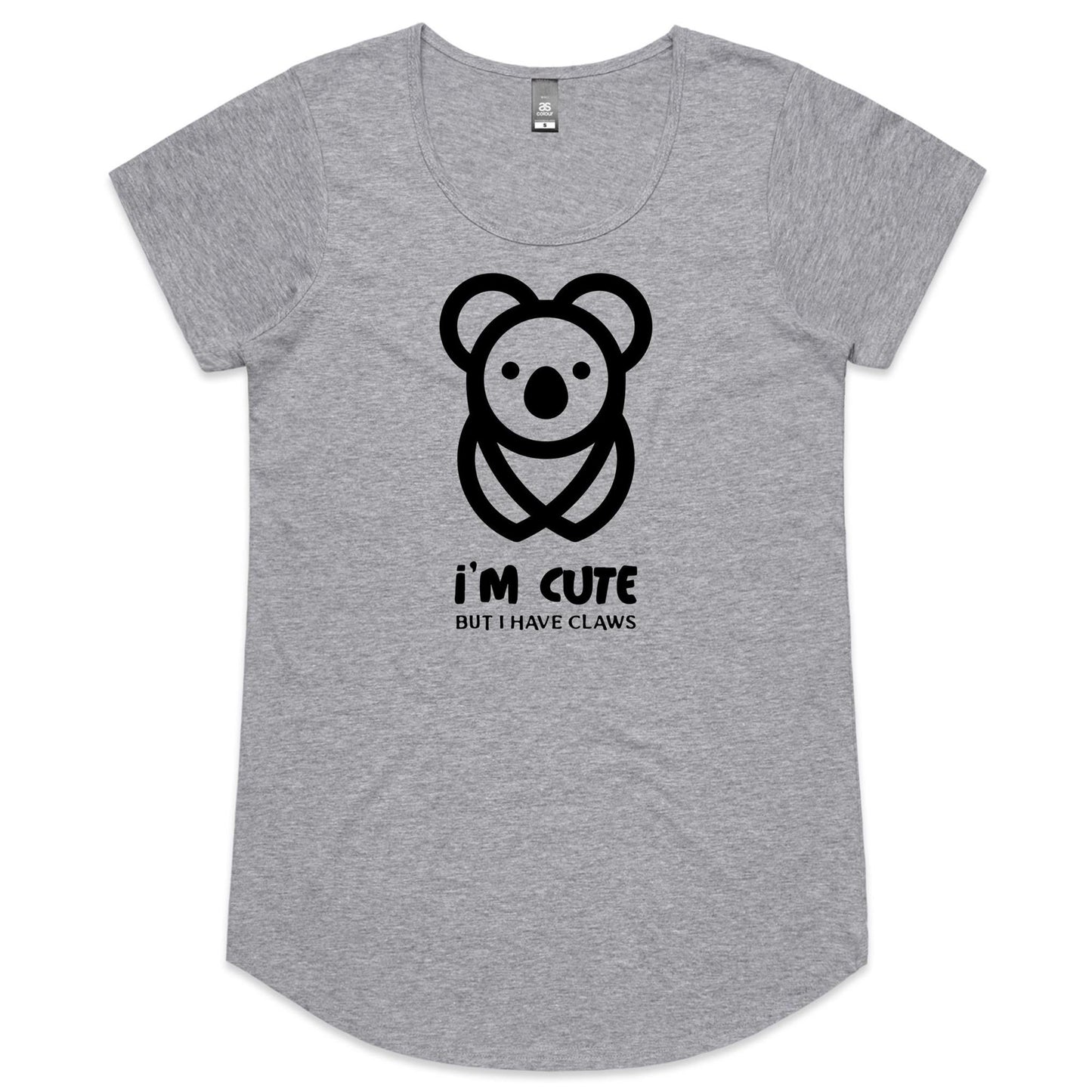 Koala, I'm Cute But I Have Claws- Womens Scoop Neck T-Shirt