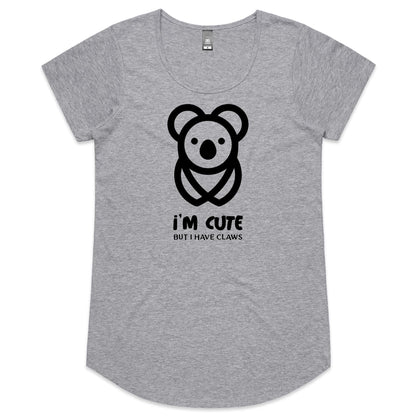 Koala, I'm Cute But I Have Claws- Womens Scoop Neck T-Shirt