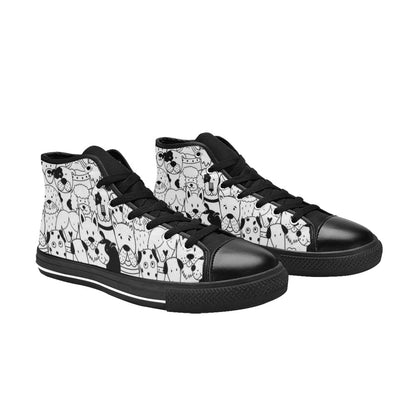 Black And White Dogs - Kids' High Top Canvas Shoes