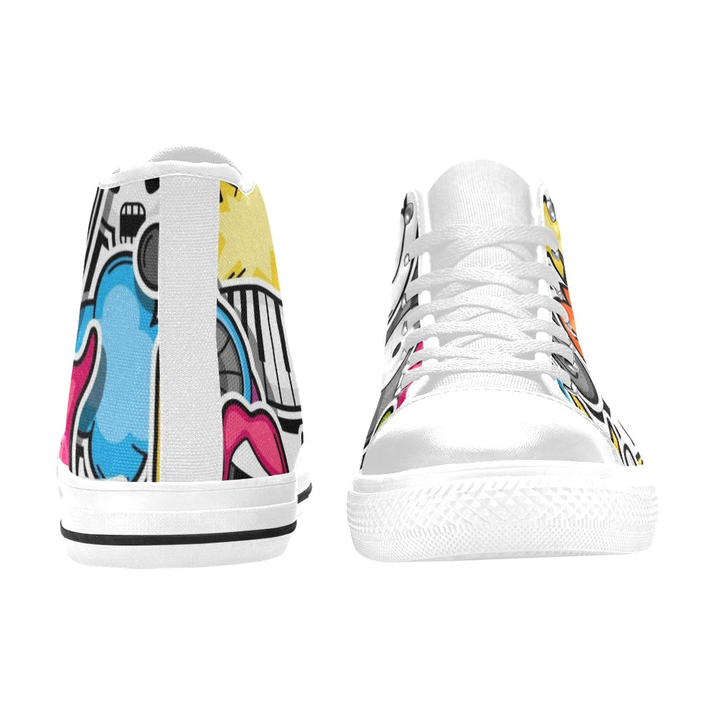 Sticker Music - Men's High Top Canvas Shoes