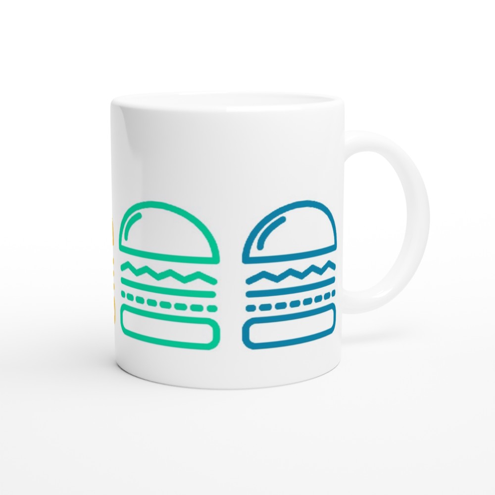 Burger Burger Burger - White 11oz Ceramic Mug White 11oz Mug food Globally Fulfilled