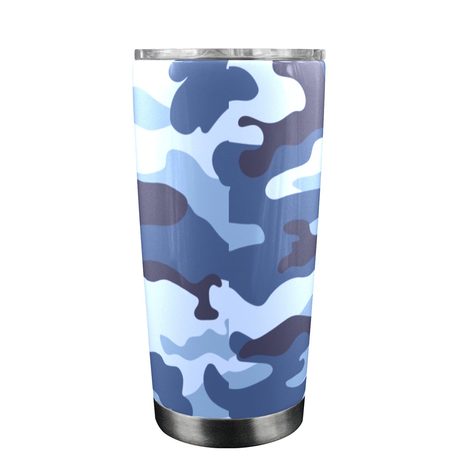 Blue Camouflage - 20oz Travel Mug with Clear Lid Clear Lid Travel Mug