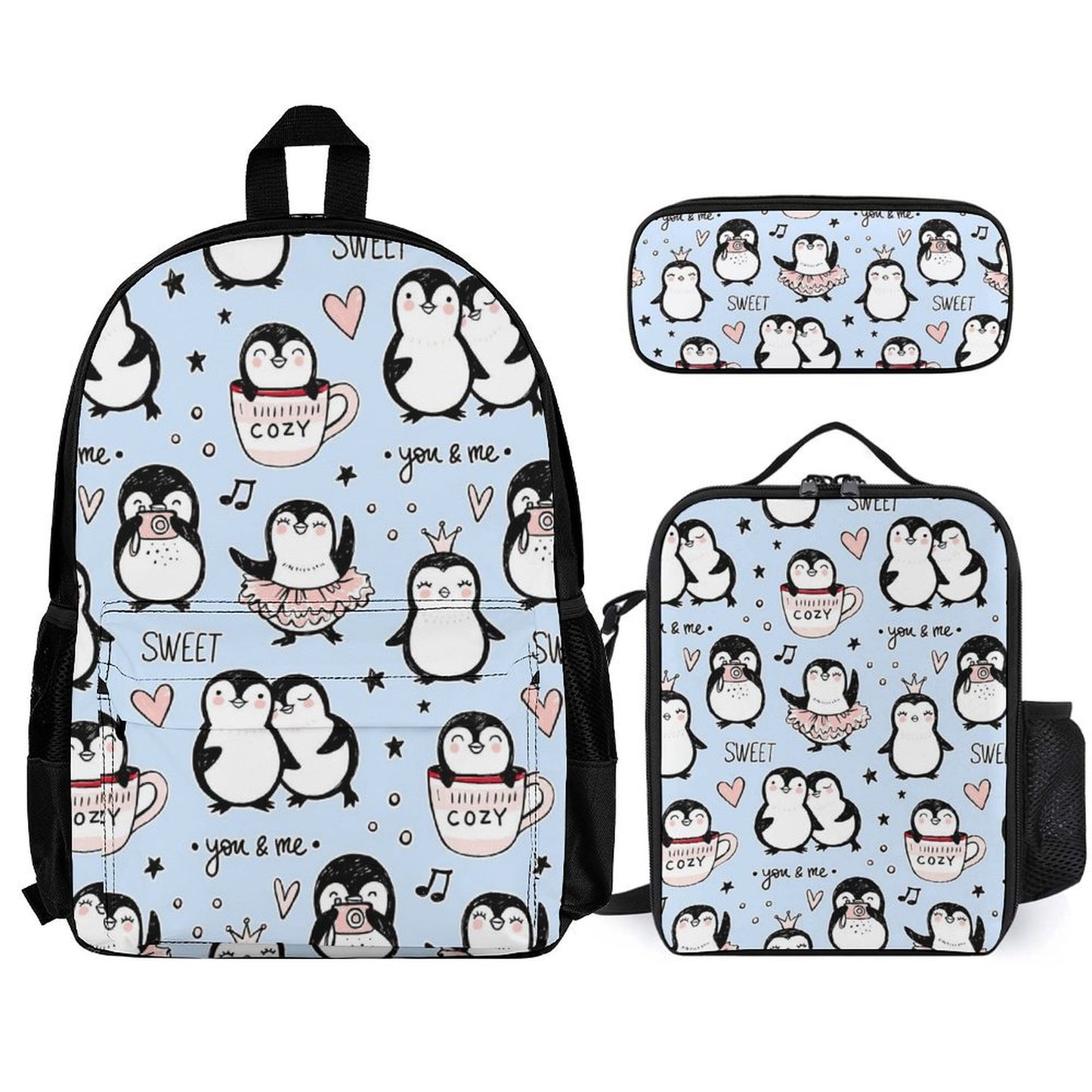 Penguin Love - School Backpack Three Piece Set