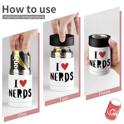 I Love Nerds, Red Heart - Stainless Steel Can Cooler