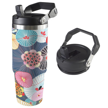 Abstract Floral - 30oz Tumbler with Top Handle