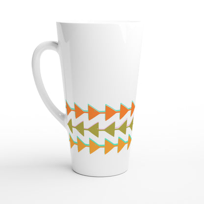 Retro Triangles - White Latte 17oz Ceramic Mug Default Title Latte Mug Globally Fulfilled Retro