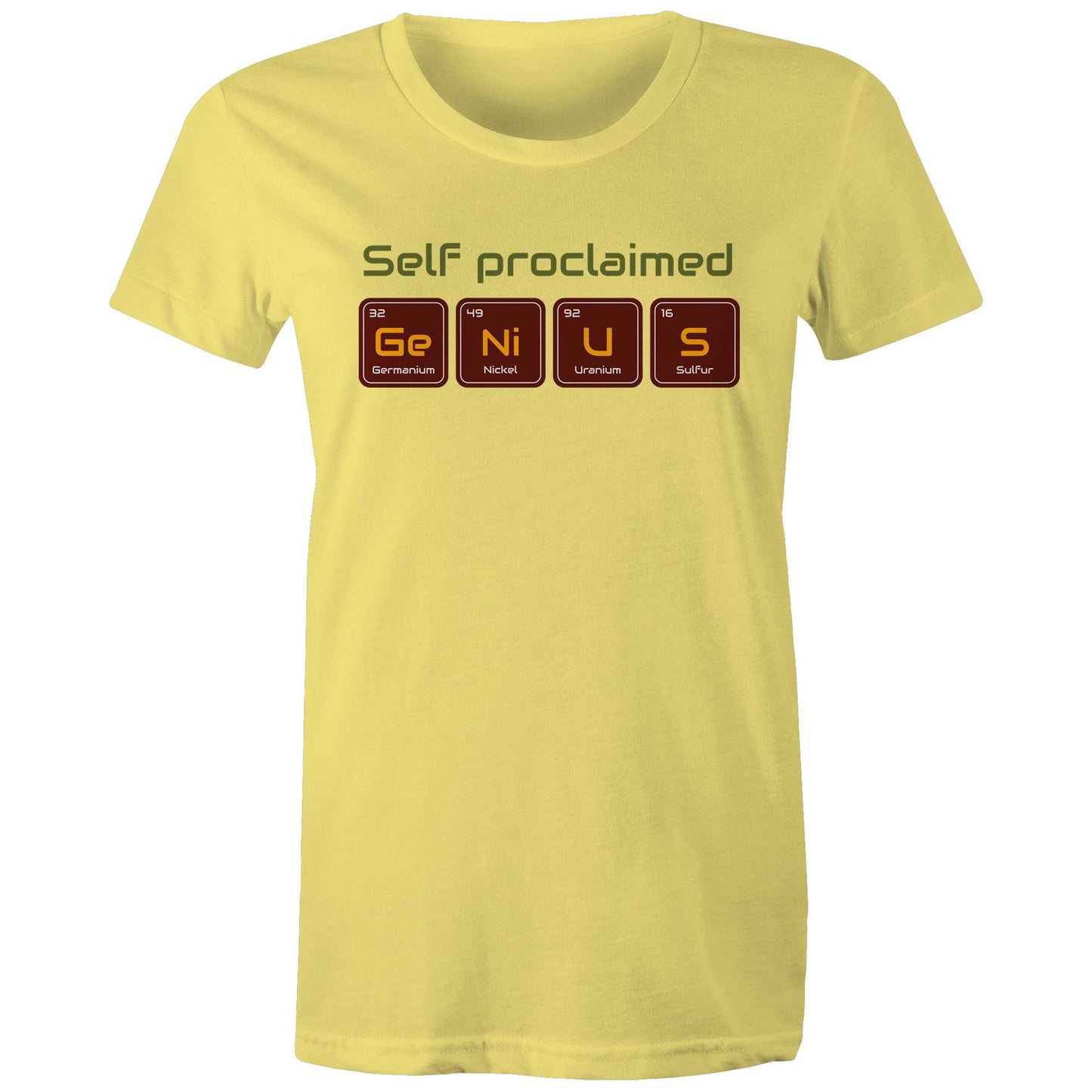 Self Proclaimed Genius, Periodic Table - Womens T-shirt