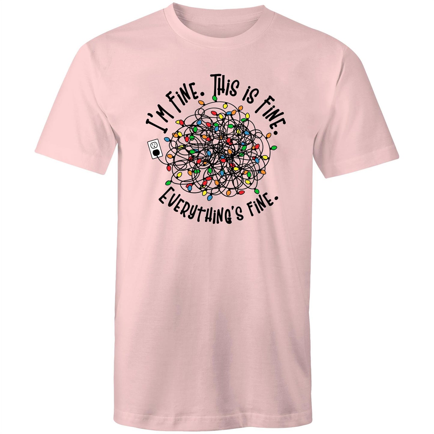 Tangled Christmas Lights, I'm Fine, This Is Fine, Everything Is Fine - Mens T-Shirt