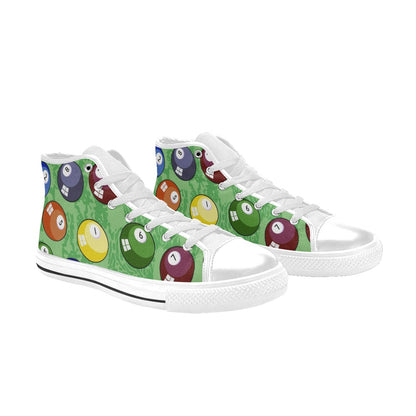 Pool Balls - Men's High Top Canvas Shoes