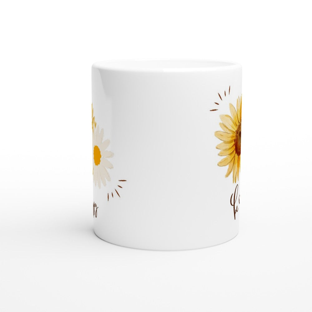 Be Happy - White 11oz Ceramic Mug White 11oz Mug plant positivity