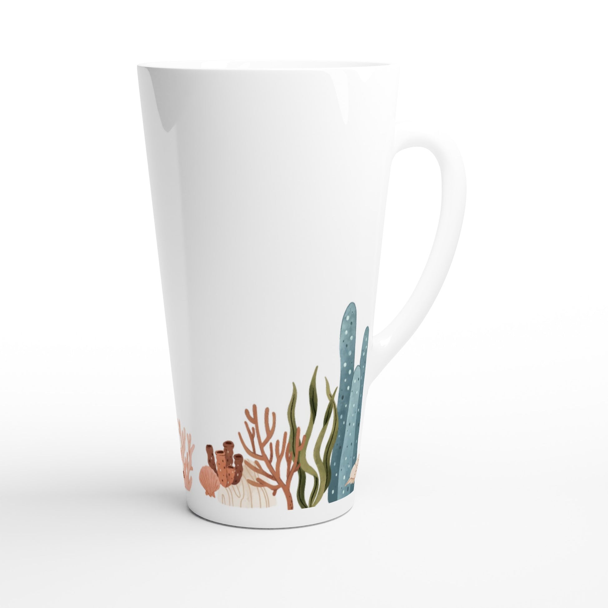 Coral Garden - White Latte 17oz Ceramic Mug Latte Mug Globally Fulfilled