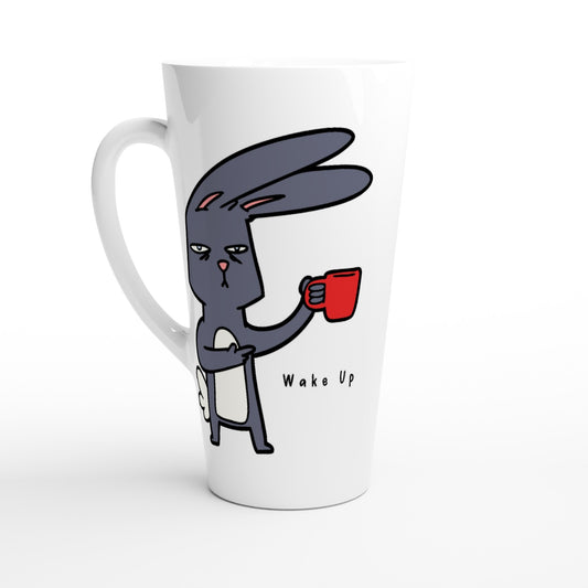 Wake Up, Rabbit, Coffee - White Latte 17oz Ceramic Mug Default Title Latte Mug animal Coffee Globally Fulfilled