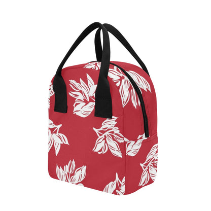 Red Retro Foliage, Hawaiian Flower - Lunch Bag