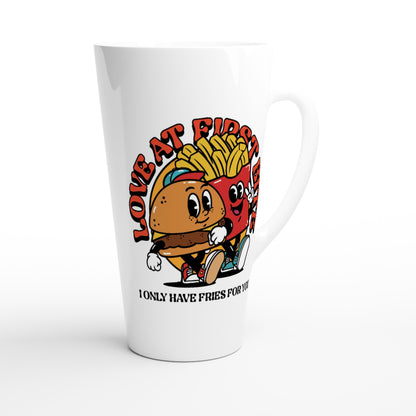 I Only Have Fries For You, Hamburger, Fries - White Latte 17oz Ceramic Mug Latte Mug food Globally Fulfilled