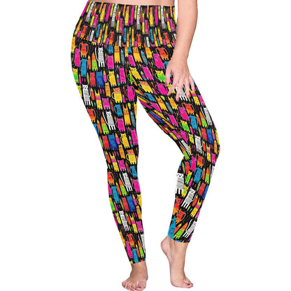 Colourful Cats - Womens High Waist Leggings (Sizes 16-22)