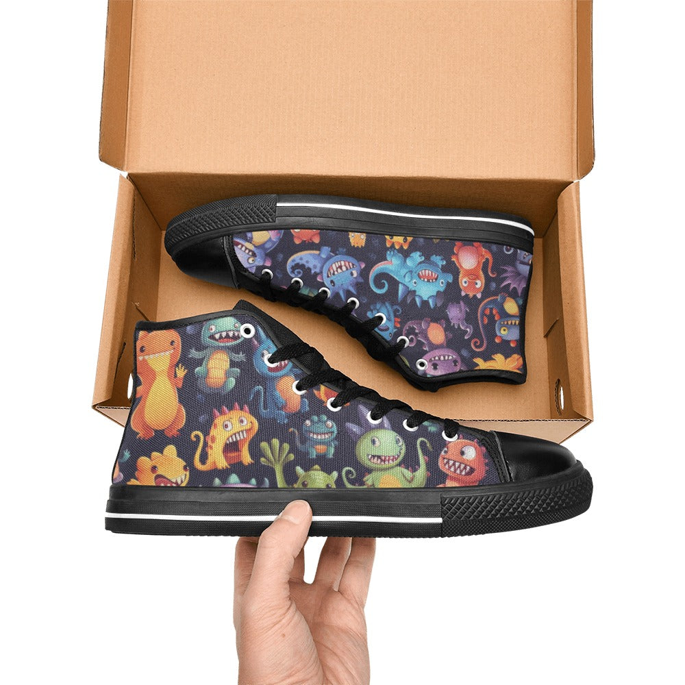 Monster Mania - Kids High Top Canvas Shoes