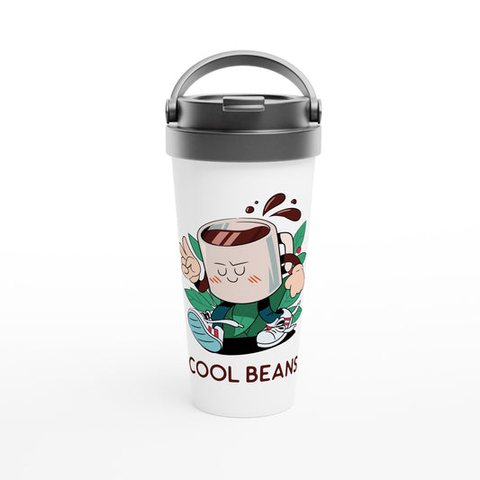 Cool Beans - White 15oz Stainless Steel Travel Mug Default Title Travel Mug Coffee Globally Fulfilled