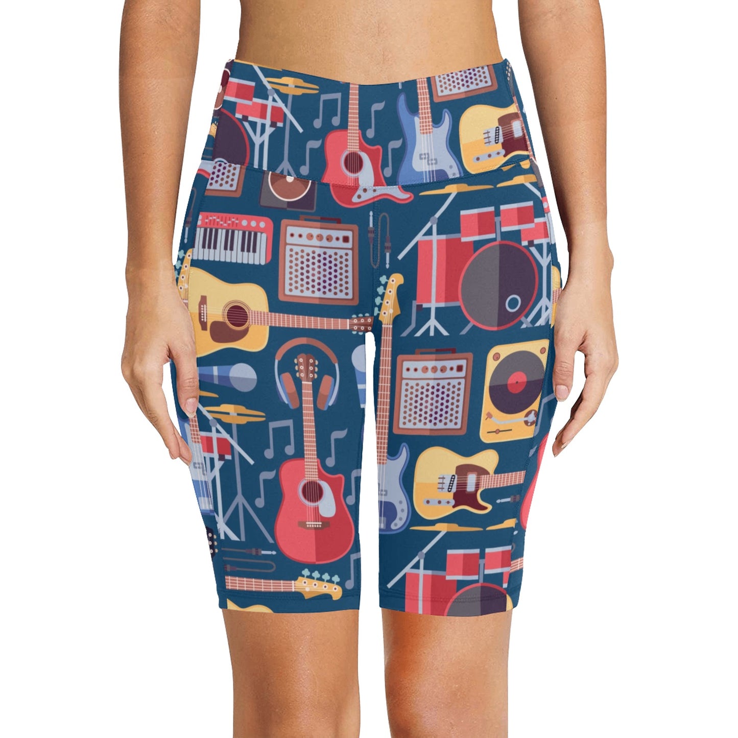 Music Instruments Blue - Women's Bike Shorts