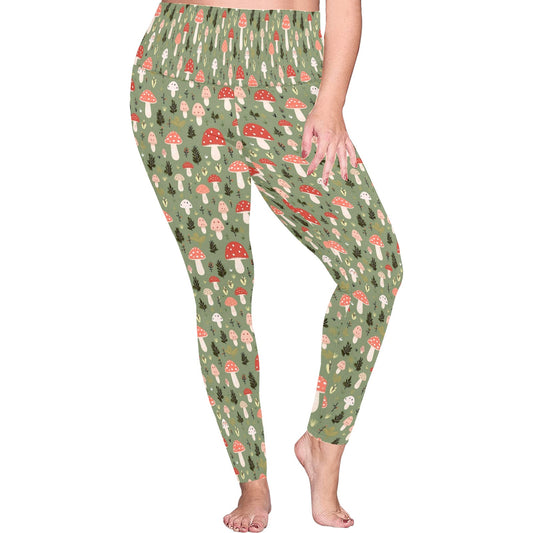 Mushroom Garden - Womens High Waist Leggings (Sizes 16-22)