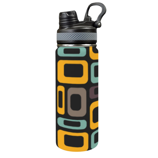 Retro Pattern - Insulated Water Bottle with Dual-Use Lid (18oz)