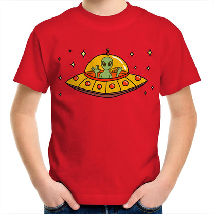 Alien Pizza - Kids Youth T-Shirt Red Kids Youth T-shirt Sci Fi