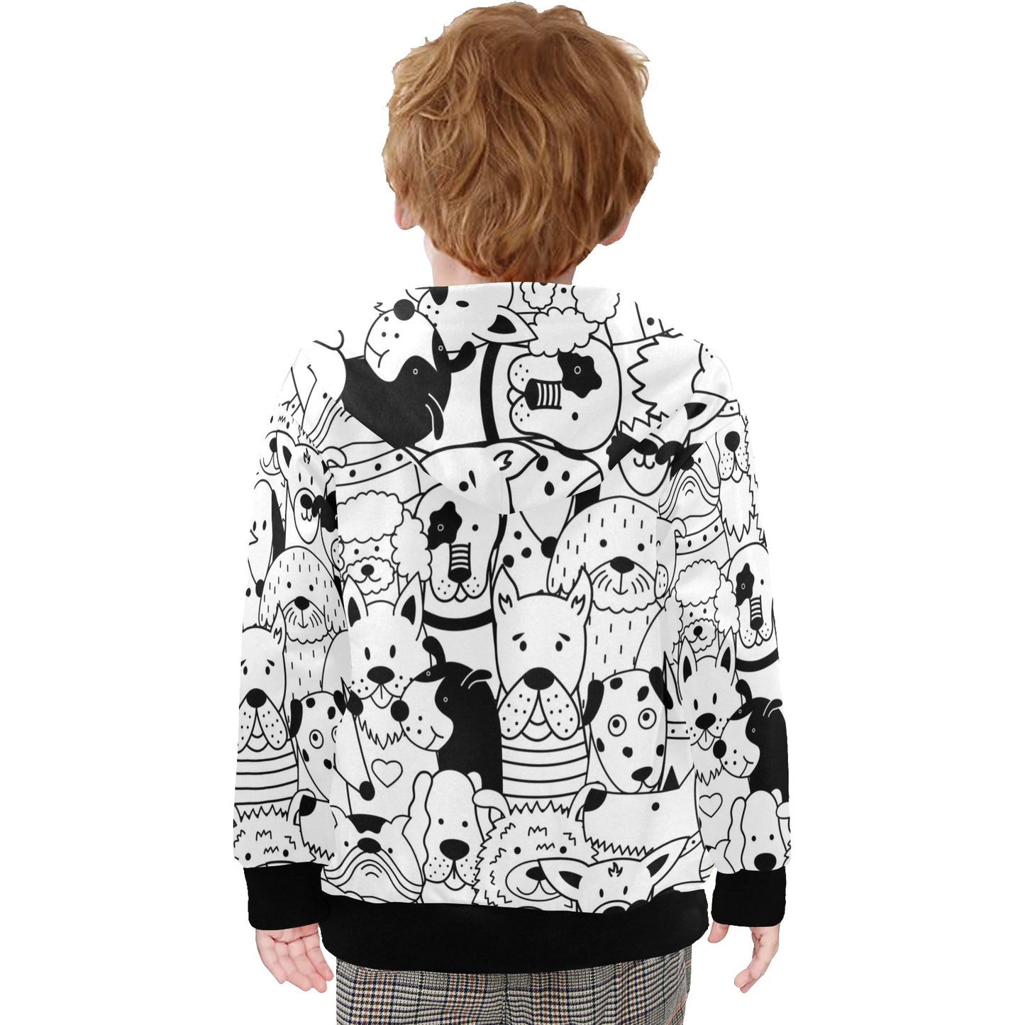 Black And White Dogs - Junior Boys Zip Up Hoodie