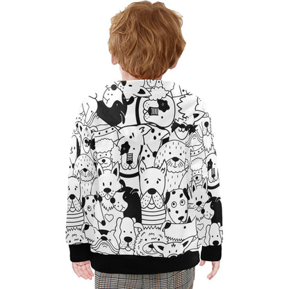 Black And White Dogs - Junior Boys Zip Up Hoodie