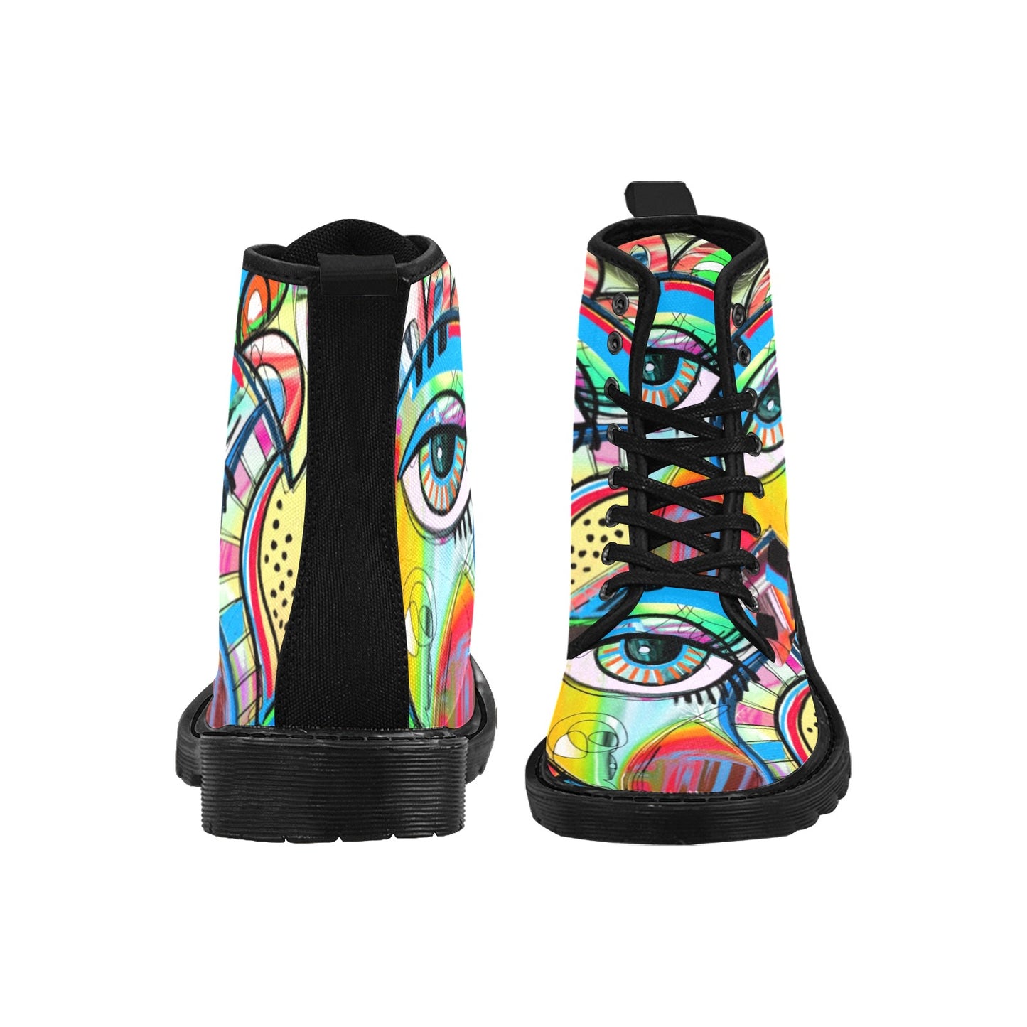 Graffiti Bird - Martin Boots for Women (Black)