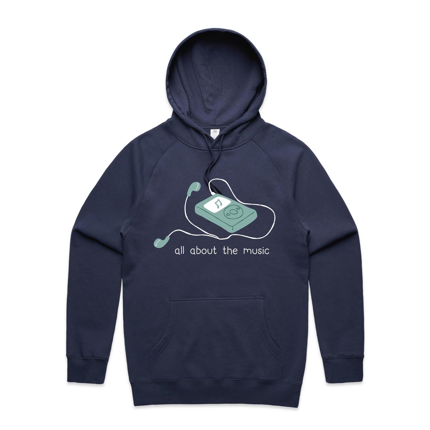 All About The Music, Music Player - Supply Hood Midnight Blue Mens Supply Hoodie music retro tech