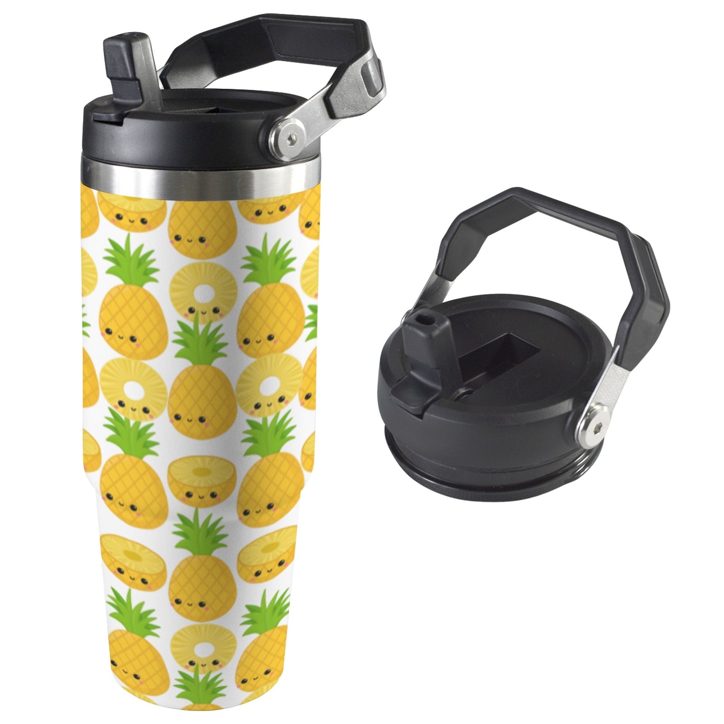 Happy Pineapples - 30oz Tumbler with Top Handle 30oz Tumbler with Top Handle Printed Offshore