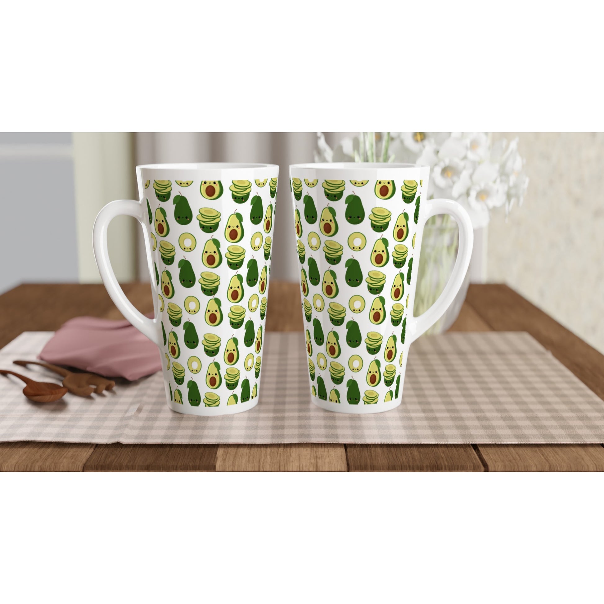 Cute Avocados - White Latte 17oz Ceramic Mug Latte Mug food
