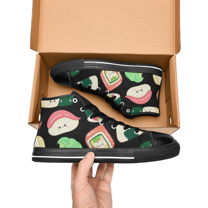 Happy Sushi - Kids High Top Canvas Shoes Kids High Top Canvas Shoes Food Printed Offshore