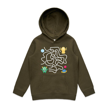 Find The Right Path, Space Alien - Youth Supply Hood Army Kids Hoodie Sci Fi Space