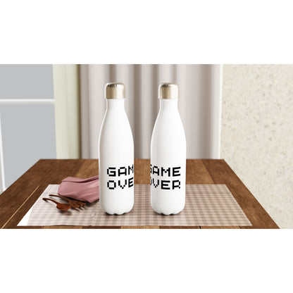 Game Over - White 17oz Stainless Steel Water Bottle White Water Bottle Games