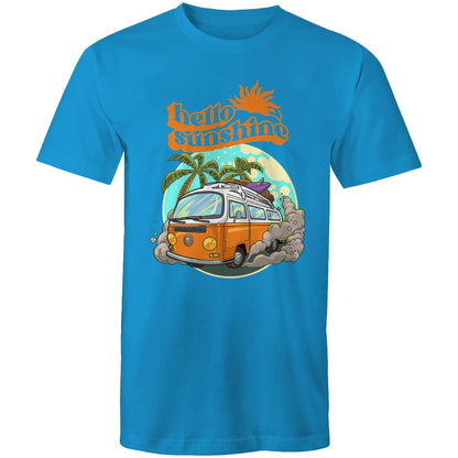 Hello Sunshine, Beach Van - Mens T-Shirt Arctic Blue Mens T-shirt Summer Surf