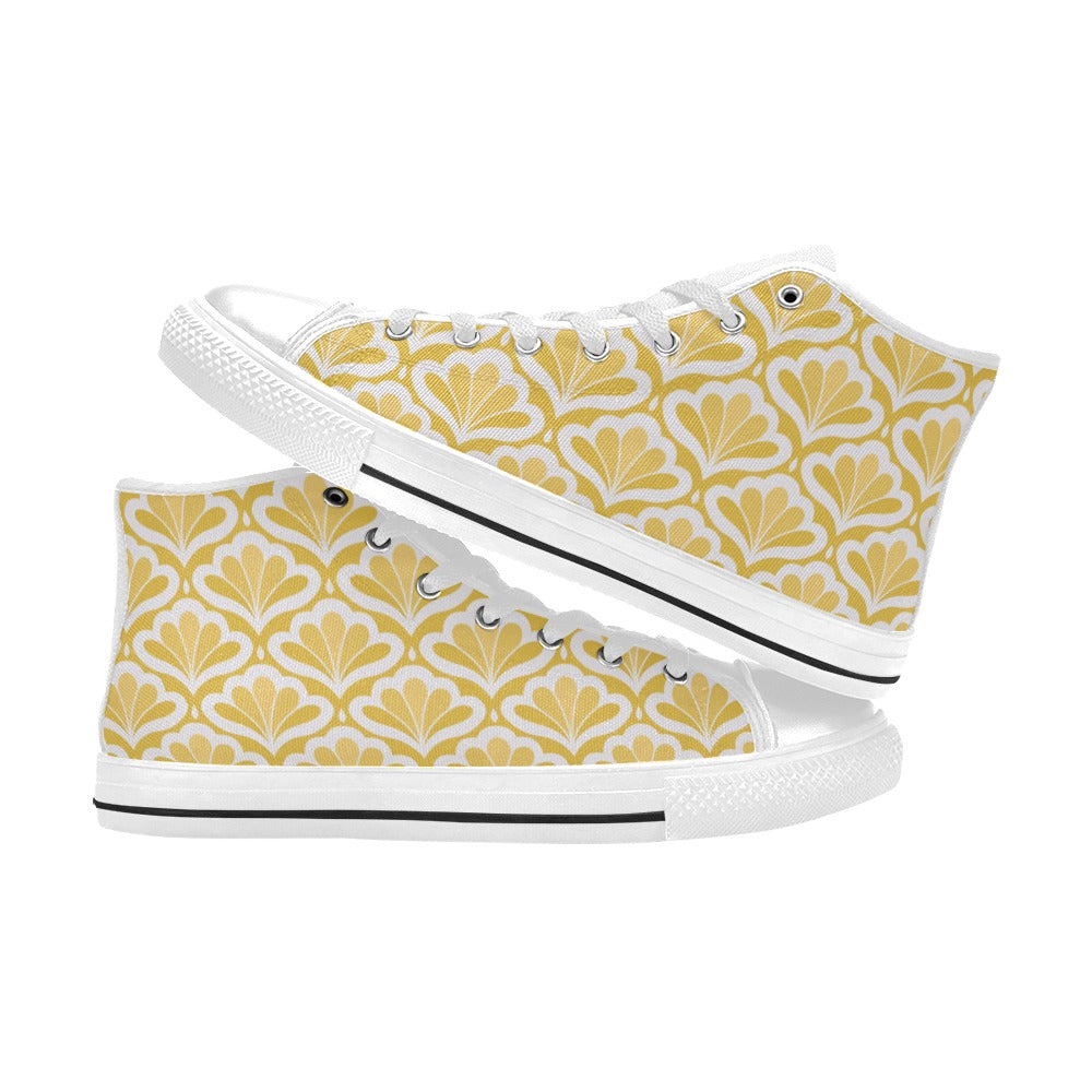 Yellow Pattern - Men's High Top Canvas Shoes