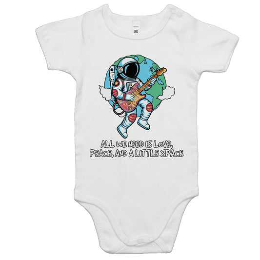 Astronaut, All We Need Is Love, Peace And A Little Space - Baby Bodysuit