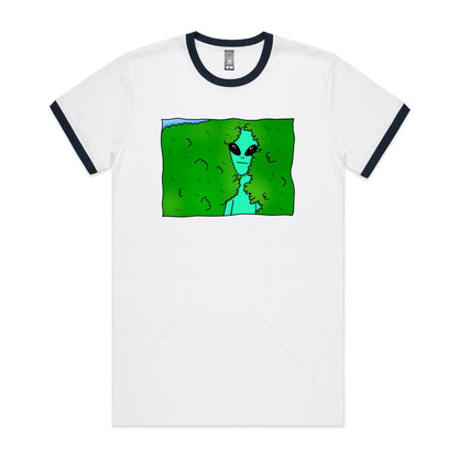 Alien Backing Into Hedge Meme - Staple Ringer Tee