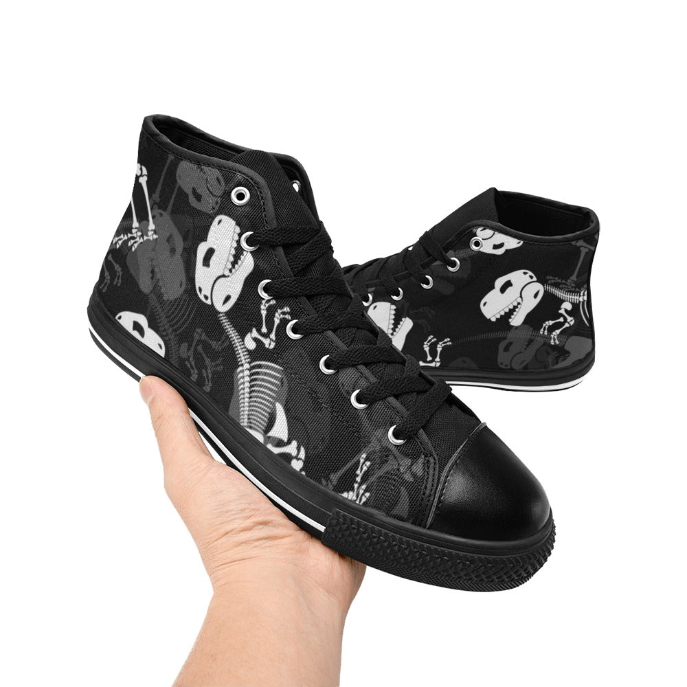 Dinosaur Skeleton - Men's High Top Canvas Shoes