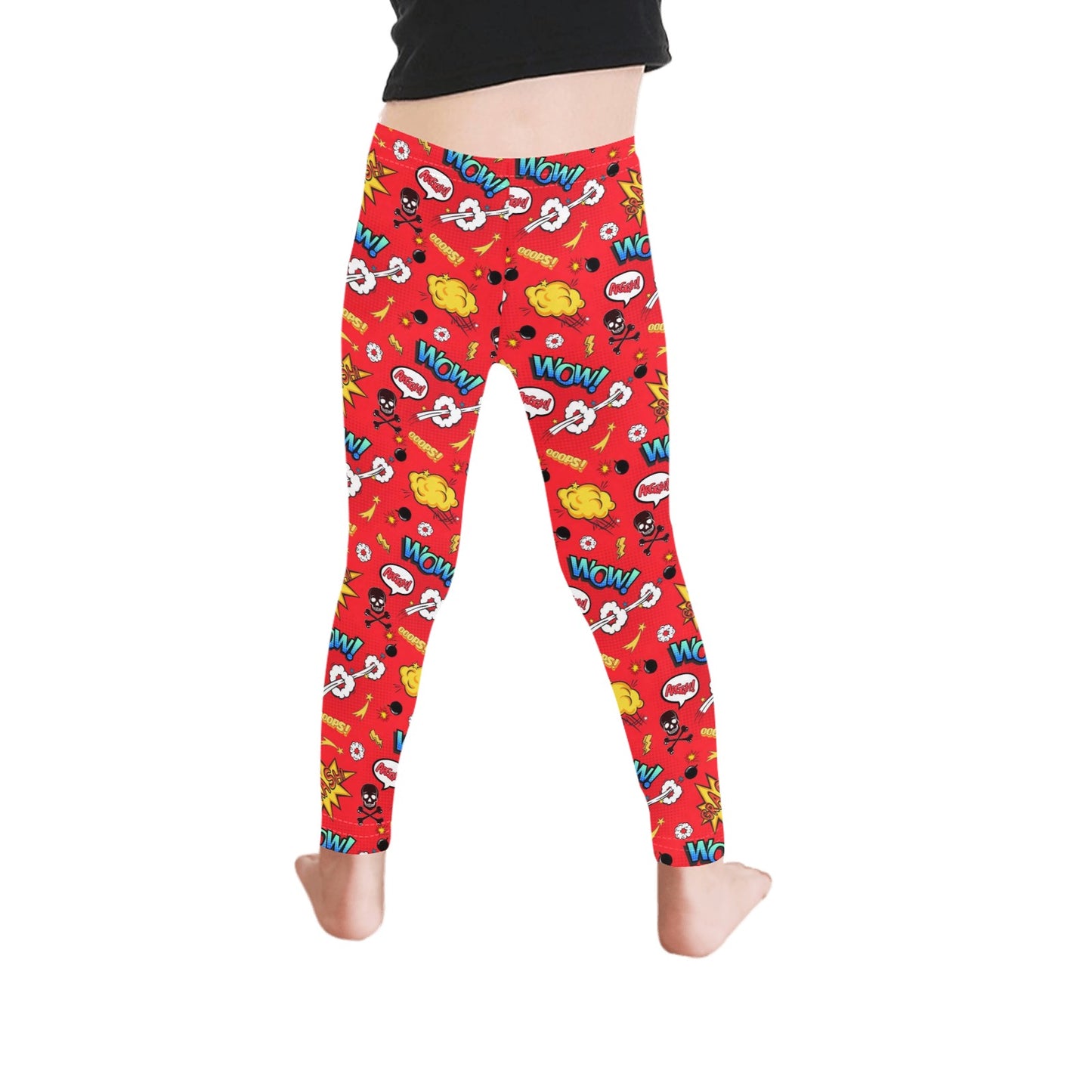 Comic Book Red - Kid's Ankle Length Leggings