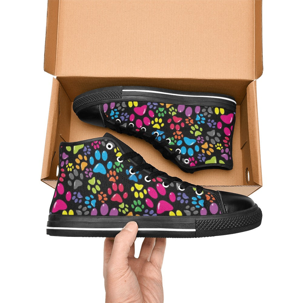 Dog Paws - Women's High Top Canvas Shoes