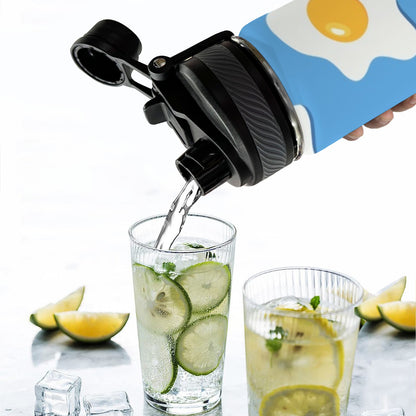 Fried Eggs - Insulated Water Bottle with Dual-Use Lid (18oz)