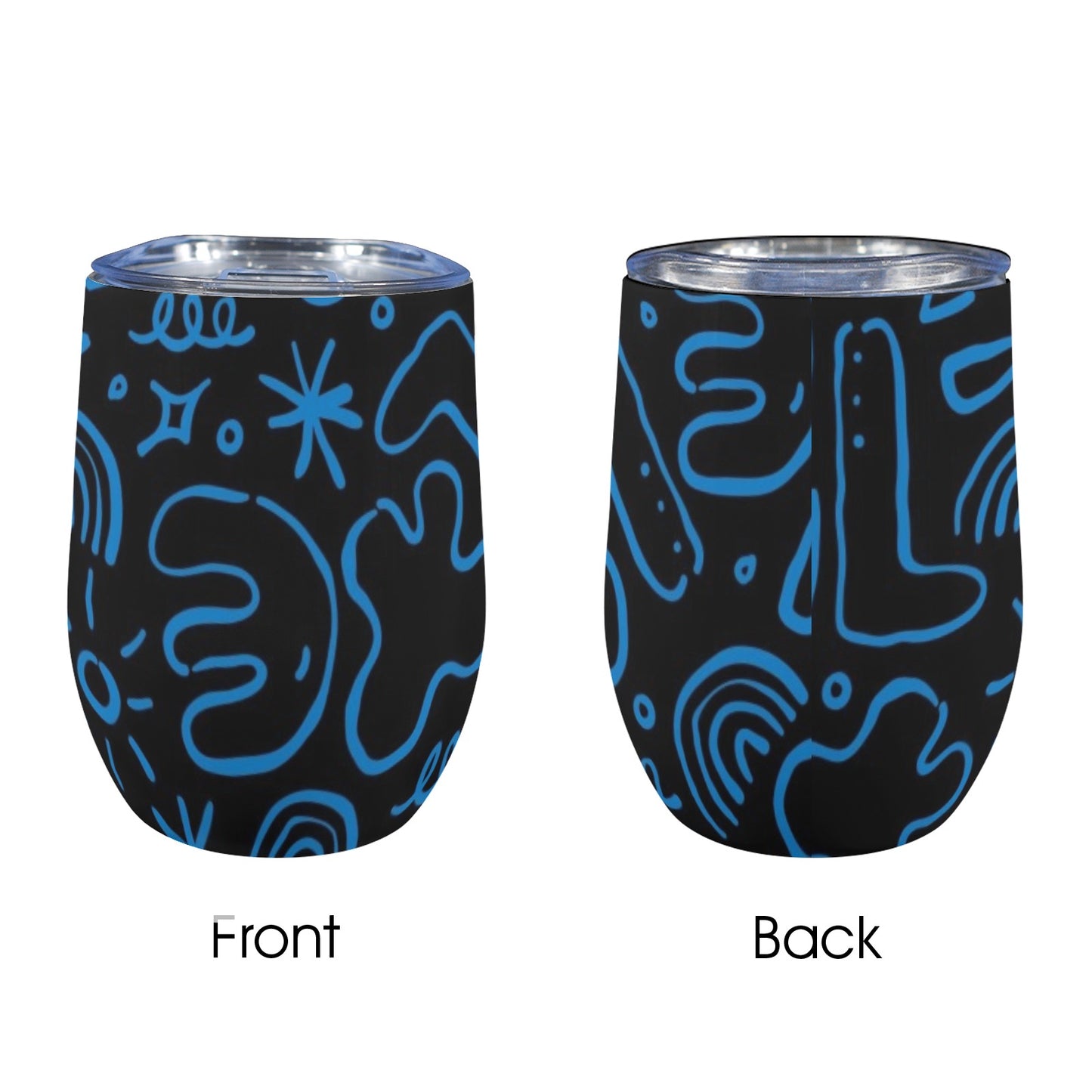 Blue Squiggle - 12oz Wine Tumbler 12oz Wine Tumbler Printed Offshore