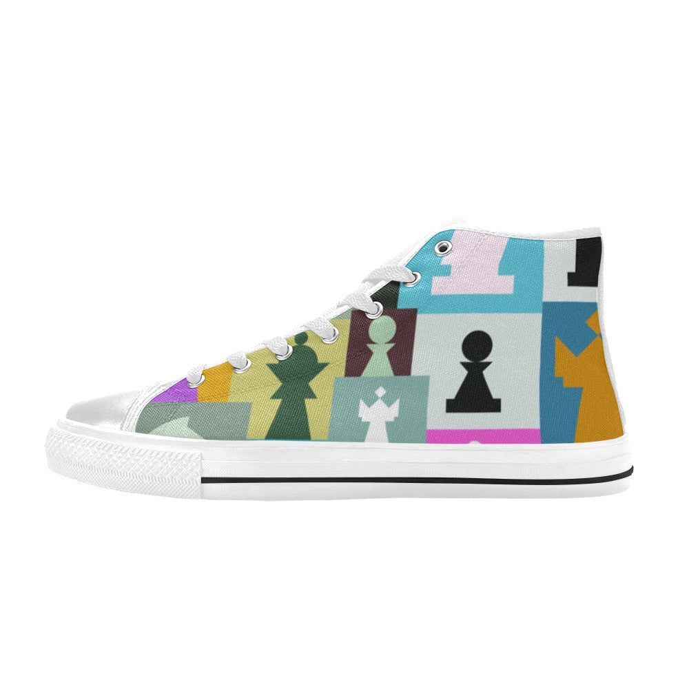 Colourful Chess - Men's High Top Canvas Shoes