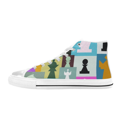 Colourful Chess - Men's High Top Canvas Shoes