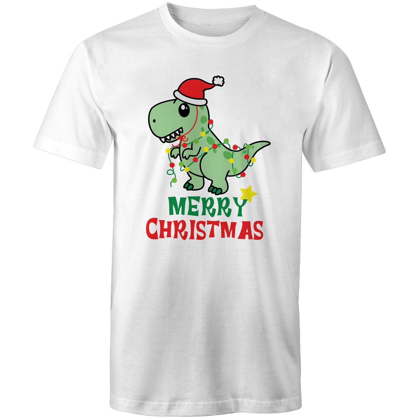 Dinosaur Santa, Merry Christmas - Mens T-Shirt