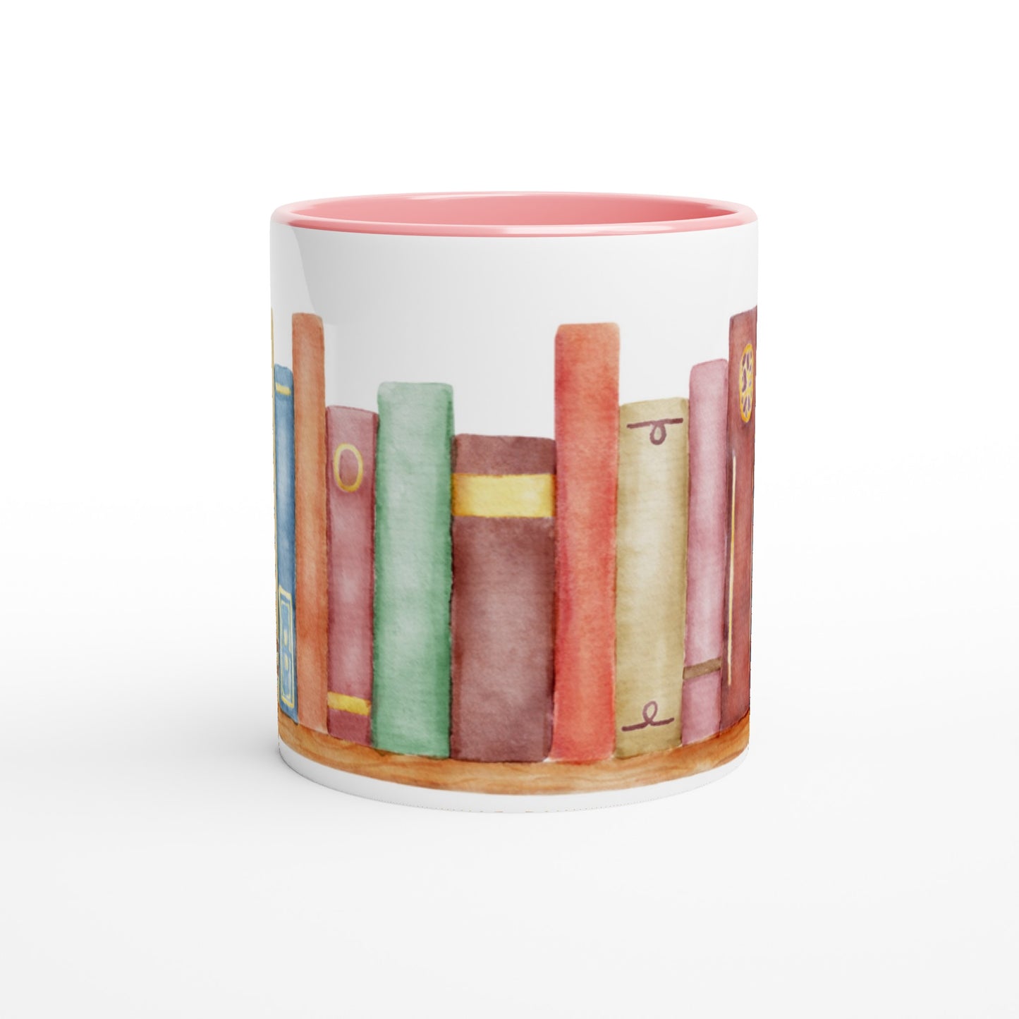 Books - White 11oz Ceramic Mug with Colour Inside Colour 11oz Mug Reading