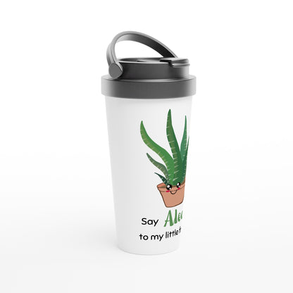 Say Aloe - White 15oz Stainless Steel Travel Mug Travel Mug Globally Fulfilled Plants