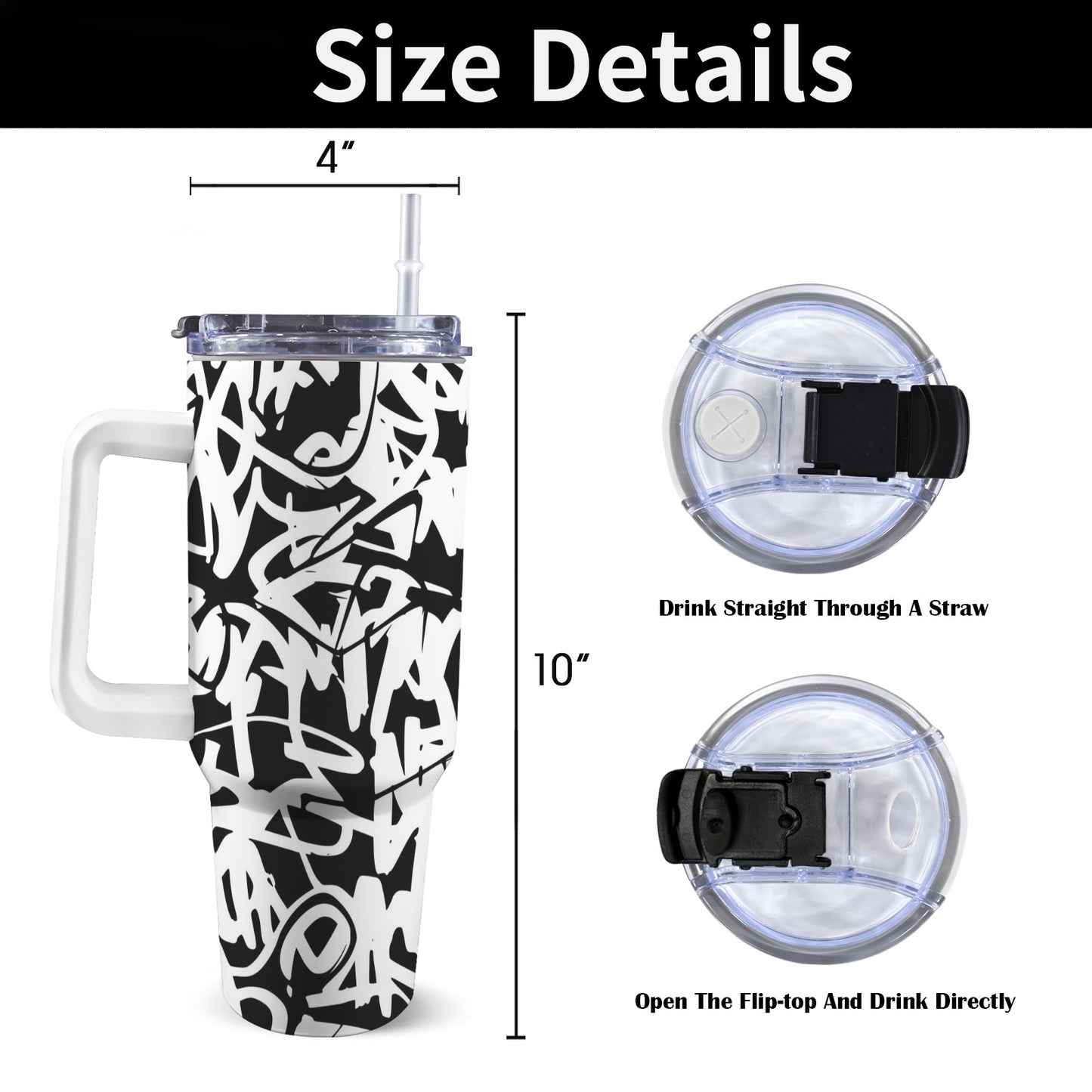 Graffiti - 40oz Tumbler with White Handle