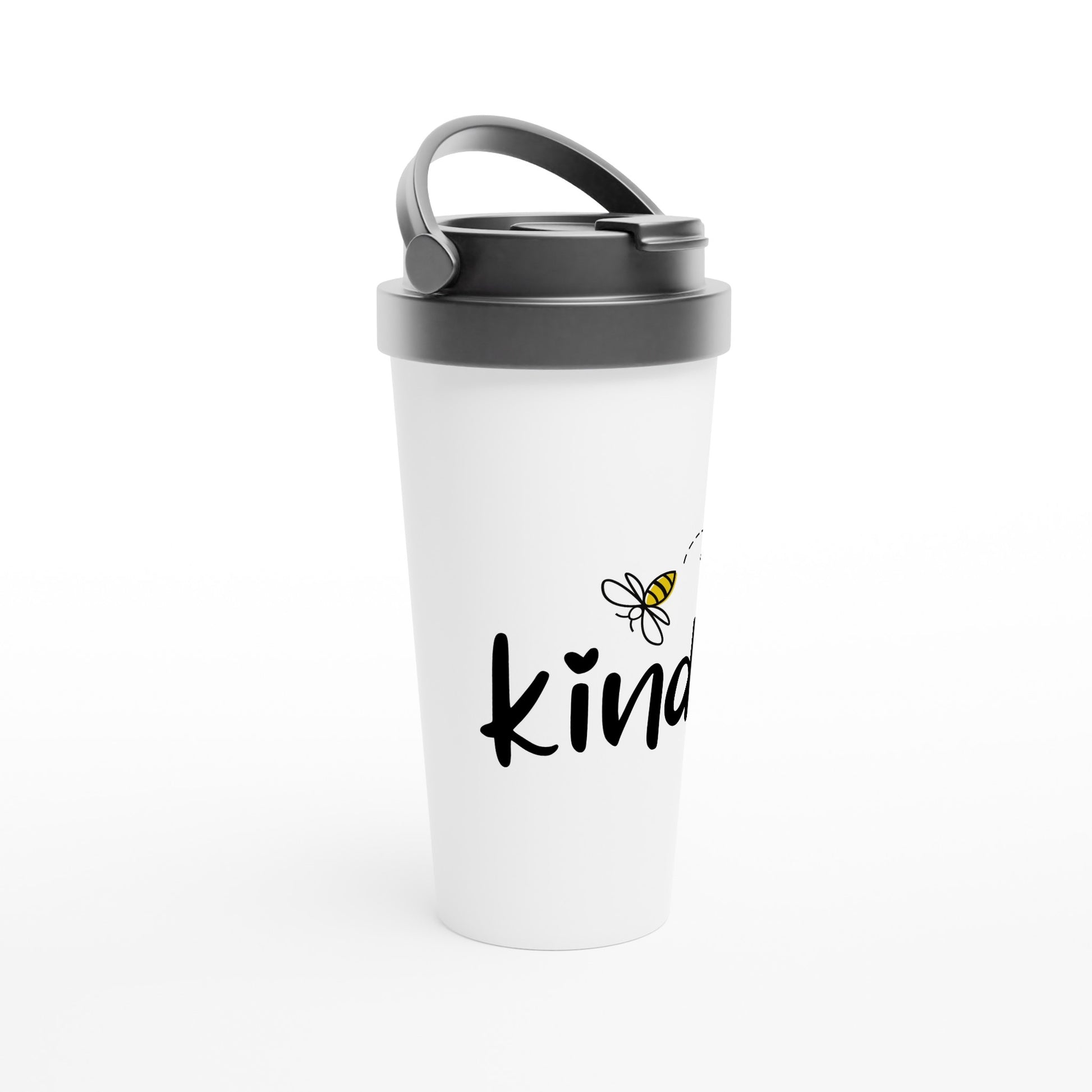 Bee Kind - White 15oz Stainless Steel Travel Mug Travel Mug Globally Fulfilled Kindness Positivity